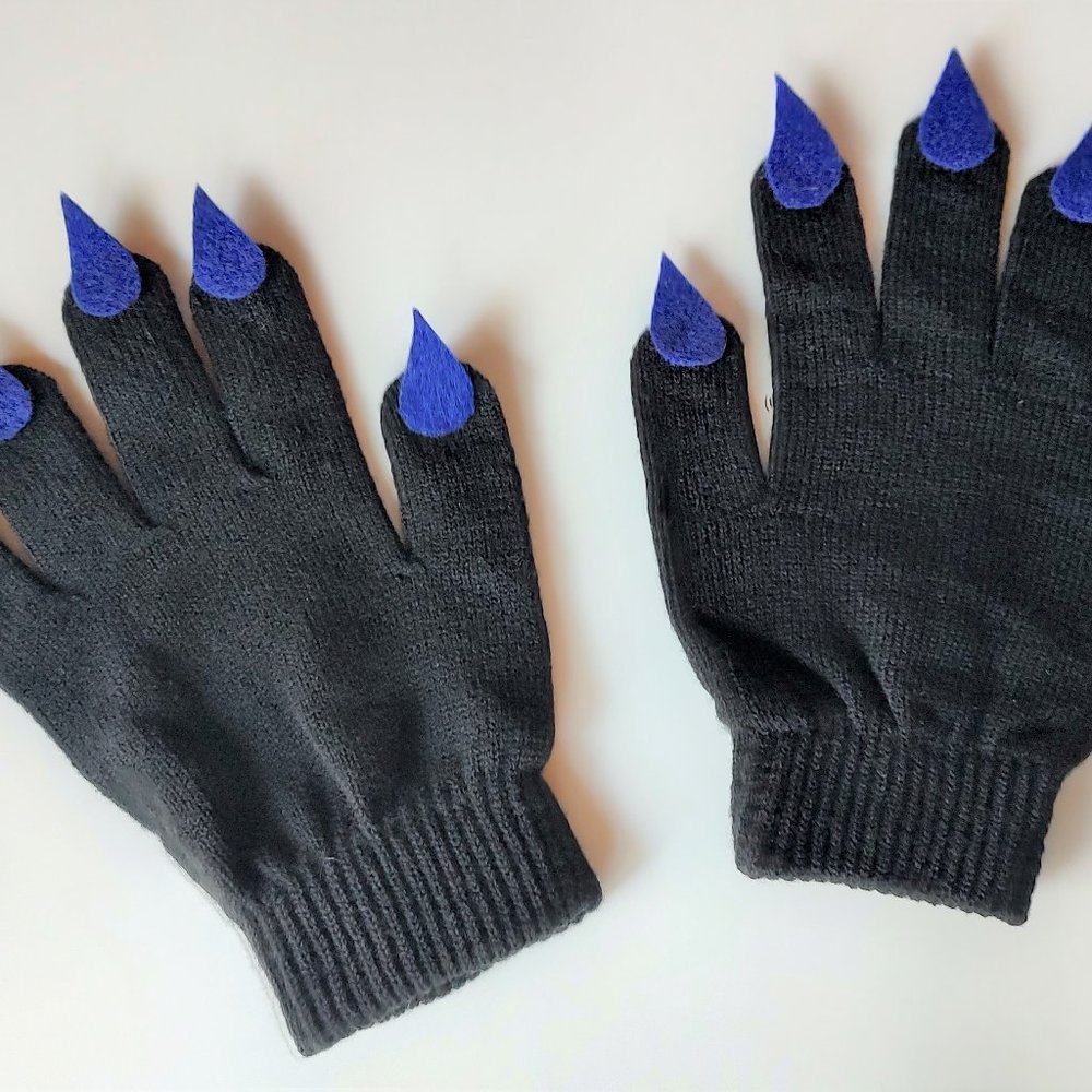 Dragon claws, Dinosaur claws Halloween costume. Handmade with cotton gloves